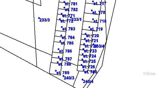 Parcela st. 722 v KÚ Vyšší Brod, Katastrální mapa
