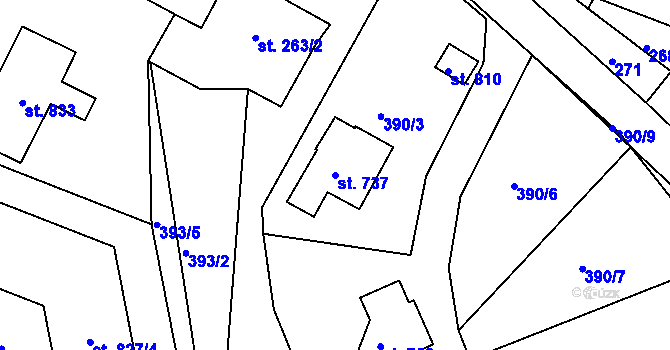 Parcela st. 737 v KÚ Vyšší Brod, Katastrální mapa
