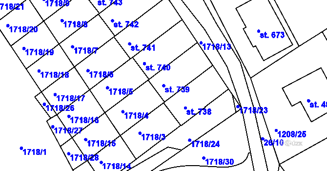 Parcela st. 739 v KÚ Vyšší Brod, Katastrální mapa