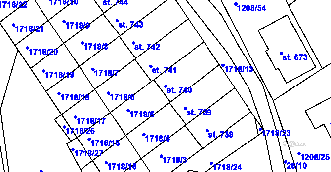 Parcela st. 740 v KÚ Vyšší Brod, Katastrální mapa