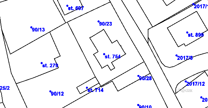 Parcela st. 754 v KÚ Vyšší Brod, Katastrální mapa