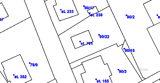 Parcela st. 761 v KÚ Vyšší Brod, Katastrální mapa