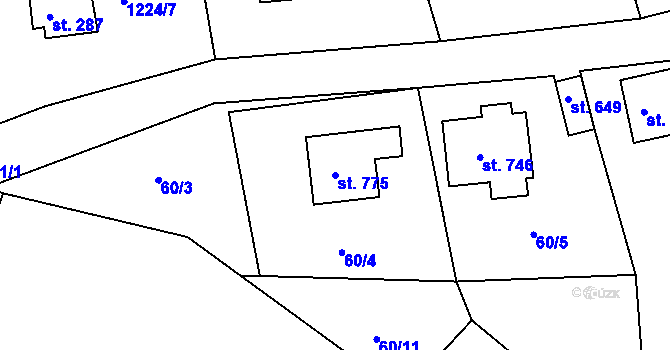 Parcela st. 775 v KÚ Vyšší Brod, Katastrální mapa