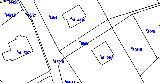 Parcela st. 65/5 v KÚ Vyšší Brod, Katastrální mapa
