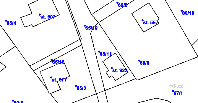 Parcela st. 65/11 v KÚ Vyšší Brod, Katastrální mapa
