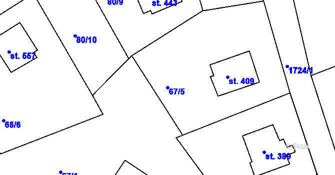 Parcela st. 67/5 v KÚ Vyšší Brod, Katastrální mapa