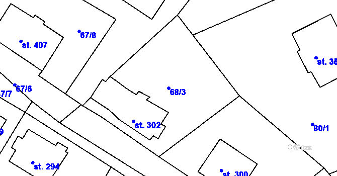 Parcela st. 68/3 v KÚ Vyšší Brod, Katastrální mapa