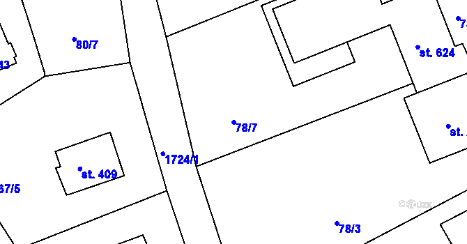 Parcela st. 78/7 v KÚ Vyšší Brod, Katastrální mapa