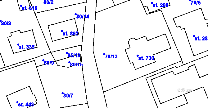 Parcela st. 78/13 v KÚ Vyšší Brod, Katastrální mapa