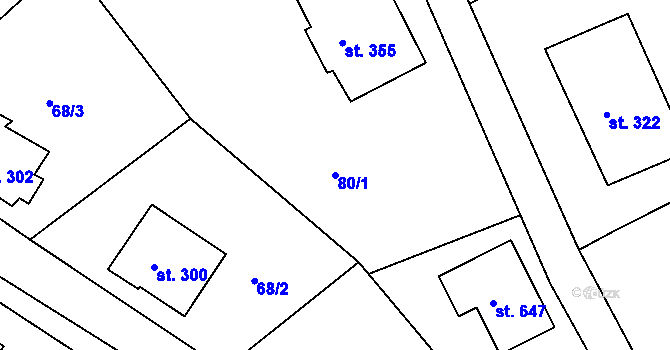 Parcela st. 80/1 v KÚ Vyšší Brod, Katastrální mapa