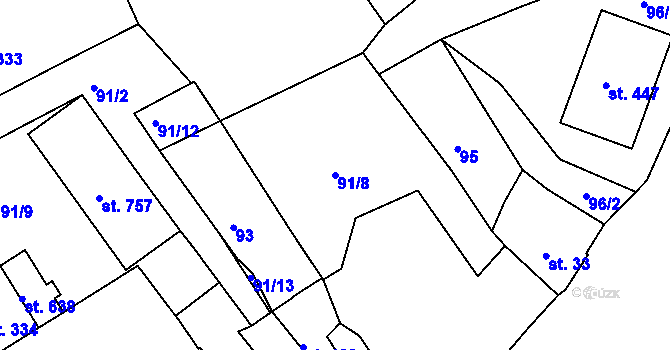Parcela st. 91/8 v KÚ Vyšší Brod, Katastrální mapa