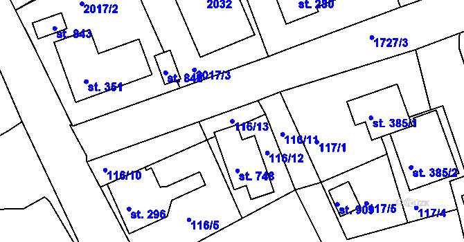 Parcela st. 116/13 v KÚ Vyšší Brod, Katastrální mapa