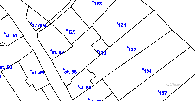 Parcela st. 130 v KÚ Vyšší Brod, Katastrální mapa