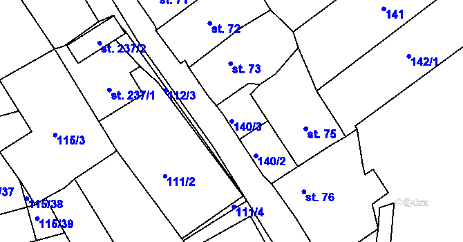 Parcela st. 140/3 v KÚ Vyšší Brod, Katastrální mapa