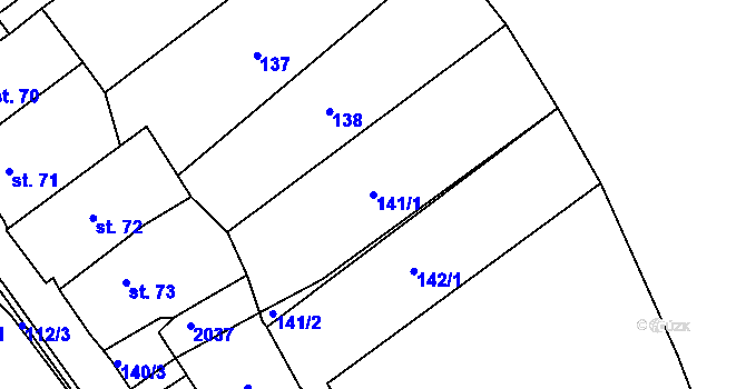 Parcela st. 141 v KÚ Vyšší Brod, Katastrální mapa
