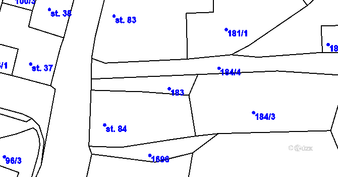 Parcela st. 183 v KÚ Vyšší Brod, Katastrální mapa