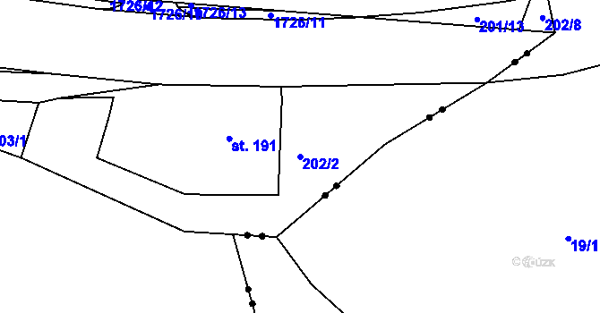 Parcela st. 202/2 v KÚ Vyšší Brod, Katastrální mapa