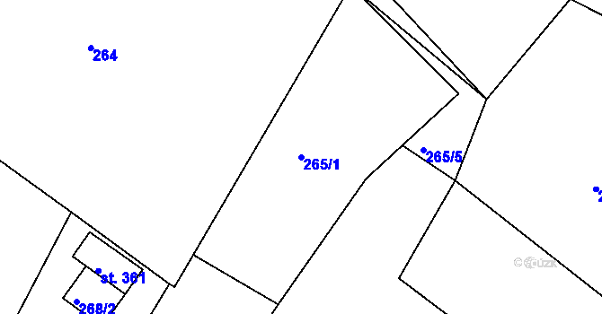 Parcela st. 265/1 v KÚ Vyšší Brod, Katastrální mapa