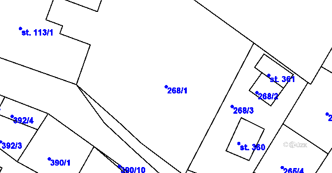 Parcela st. 268/1 v KÚ Vyšší Brod, Katastrální mapa
