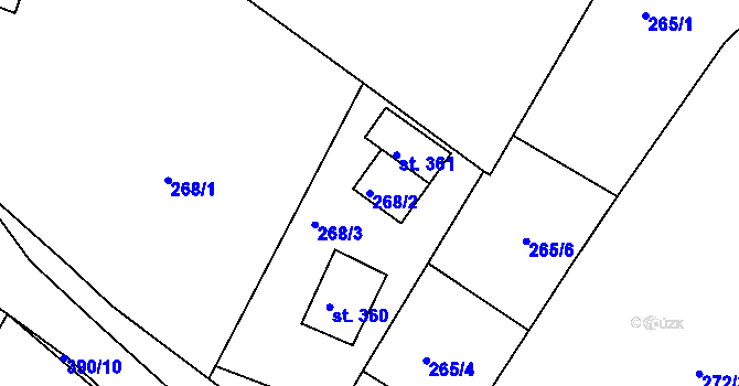 Parcela st. 268/2 v KÚ Vyšší Brod, Katastrální mapa