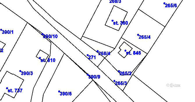 Parcela st. 268/4 v KÚ Vyšší Brod, Katastrální mapa