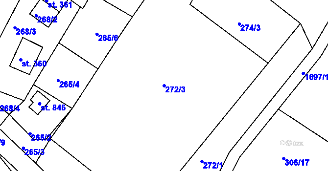Parcela st. 272/3 v KÚ Vyšší Brod, Katastrální mapa