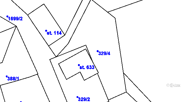 Parcela st. 329/4 v KÚ Vyšší Brod, Katastrální mapa
