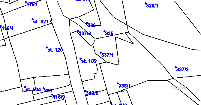 Parcela st. 337/1 v KÚ Vyšší Brod, Katastrální mapa