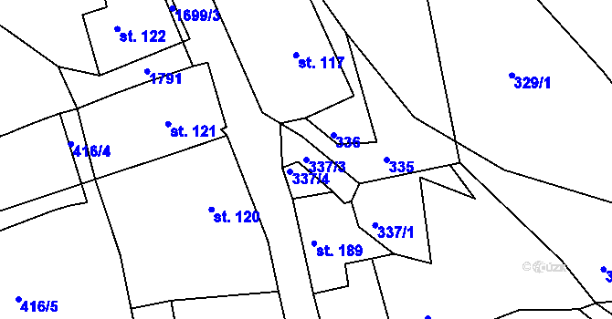 Parcela st. 337/3 v KÚ Vyšší Brod, Katastrální mapa