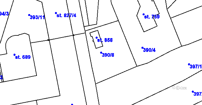 Parcela st. 390/8 v KÚ Vyšší Brod, Katastrální mapa