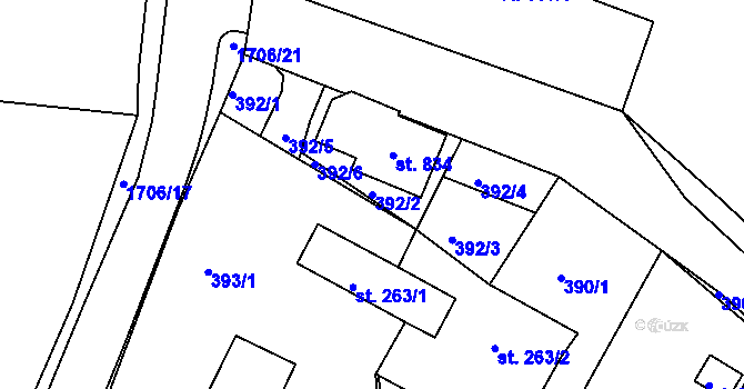 Parcela st. 392/2 v KÚ Vyšší Brod, Katastrální mapa