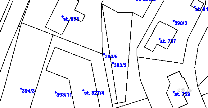 Parcela st. 393/5 v KÚ Vyšší Brod, Katastrální mapa