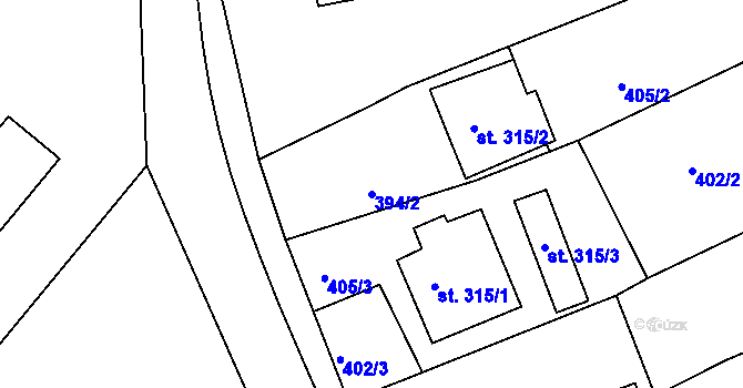 Parcela st. 394/2 v KÚ Vyšší Brod, Katastrální mapa