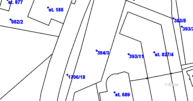 Parcela st. 394/3 v KÚ Vyšší Brod, Katastrální mapa