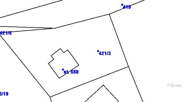 Parcela st. 421/3 v KÚ Vyšší Brod, Katastrální mapa