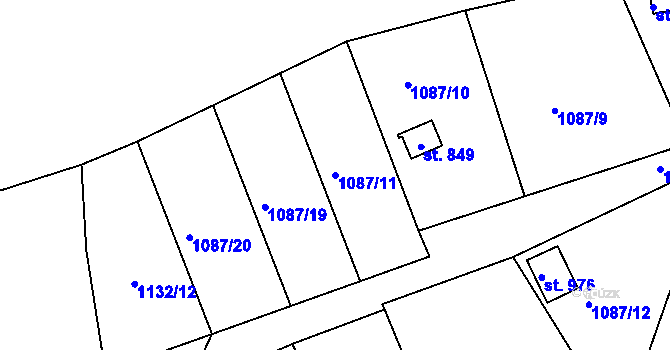Parcela st. 1087/11 v KÚ Vyšší Brod, Katastrální mapa