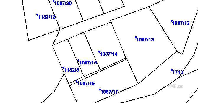 Parcela st. 1087/14 v KÚ Vyšší Brod, Katastrální mapa