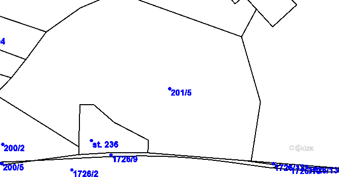 Parcela st. 201/5 v KÚ Vyšší Brod, Katastrální mapa