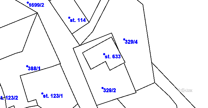 Parcela st. 633 v KÚ Vyšší Brod, Katastrální mapa
