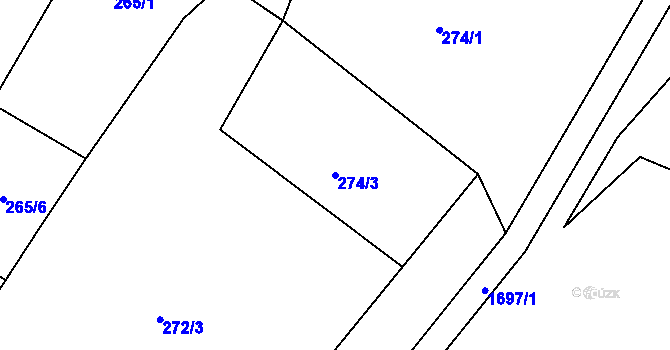 Parcela st. 274/3 v KÚ Vyšší Brod, Katastrální mapa