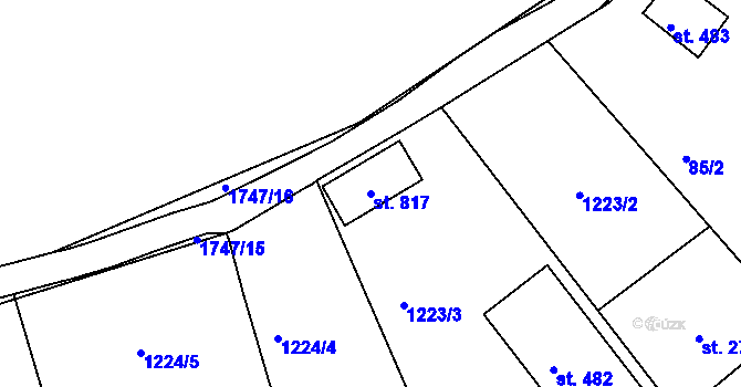 Parcela st. 817 v KÚ Vyšší Brod, Katastrální mapa