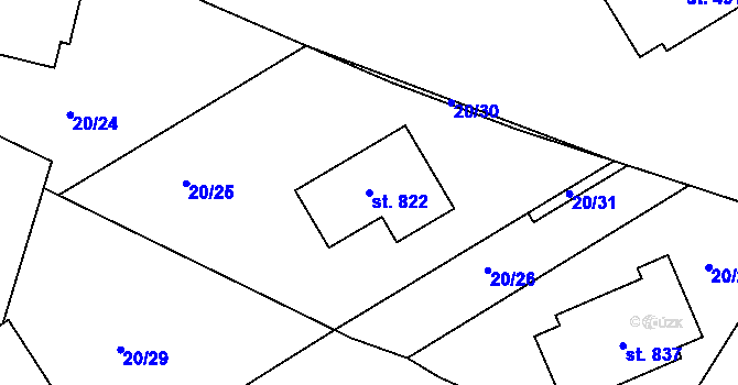 Parcela st. 822 v KÚ Vyšší Brod, Katastrální mapa