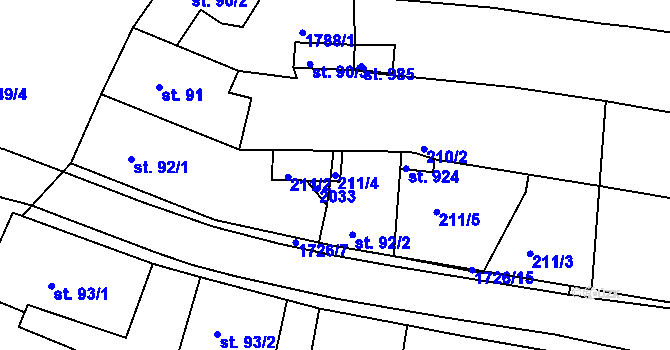 Parcela st. 211/4 v KÚ Vyšší Brod, Katastrální mapa