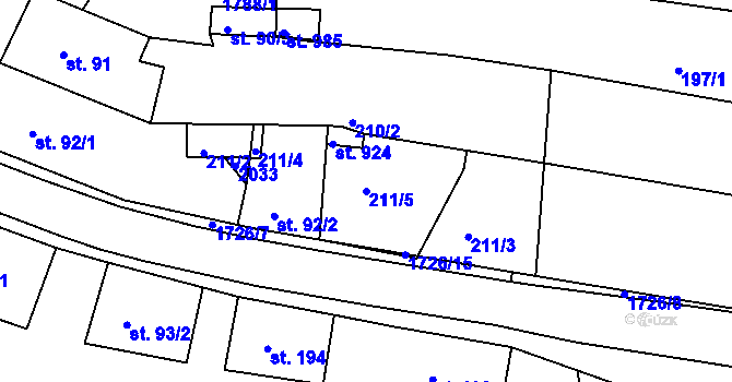 Parcela st. 211/5 v KÚ Vyšší Brod, Katastrální mapa