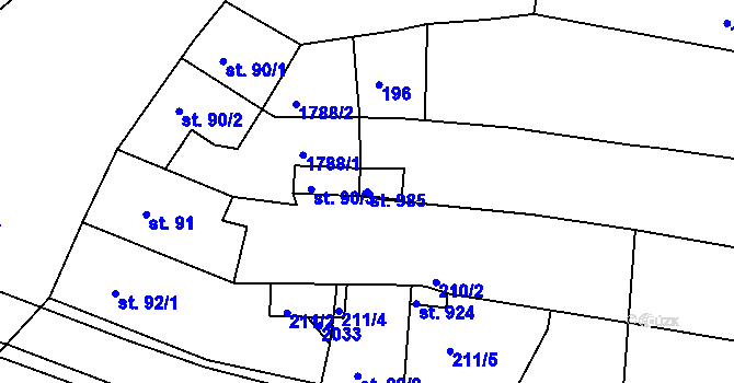 Parcela st. 985 v KÚ Vyšší Brod, Katastrální mapa