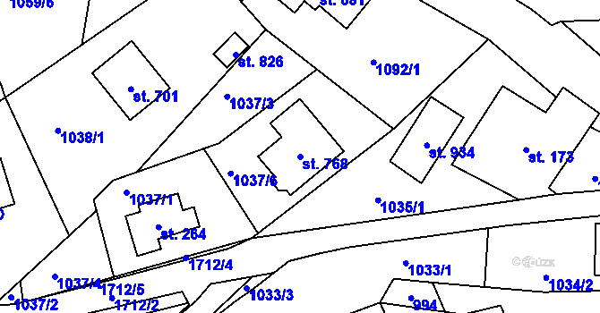 Parcela st. 768 v KÚ Vyšší Brod, Katastrální mapa