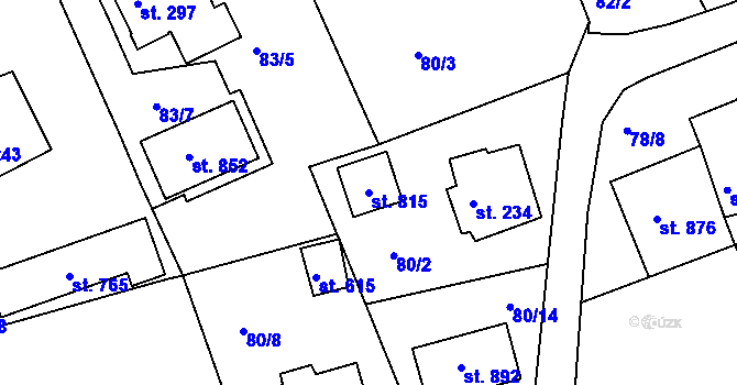 Parcela st. 815 v KÚ Vyšší Brod, Katastrální mapa