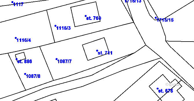 Parcela st. 711 v KÚ Vyšší Brod, Katastrální mapa
