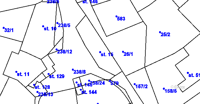 Parcela st. 15 v KÚ Vyžice, Katastrální mapa