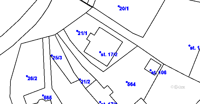 Parcela st. 17/2 v KÚ Vyžice, Katastrální mapa